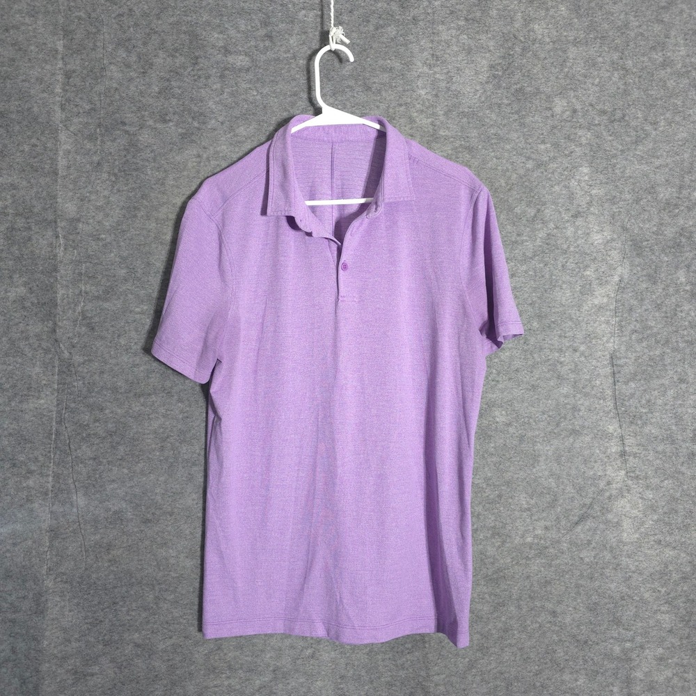 Lululemon Evolution Polo Mens Large Purple Heathered Performance Short Sleeve